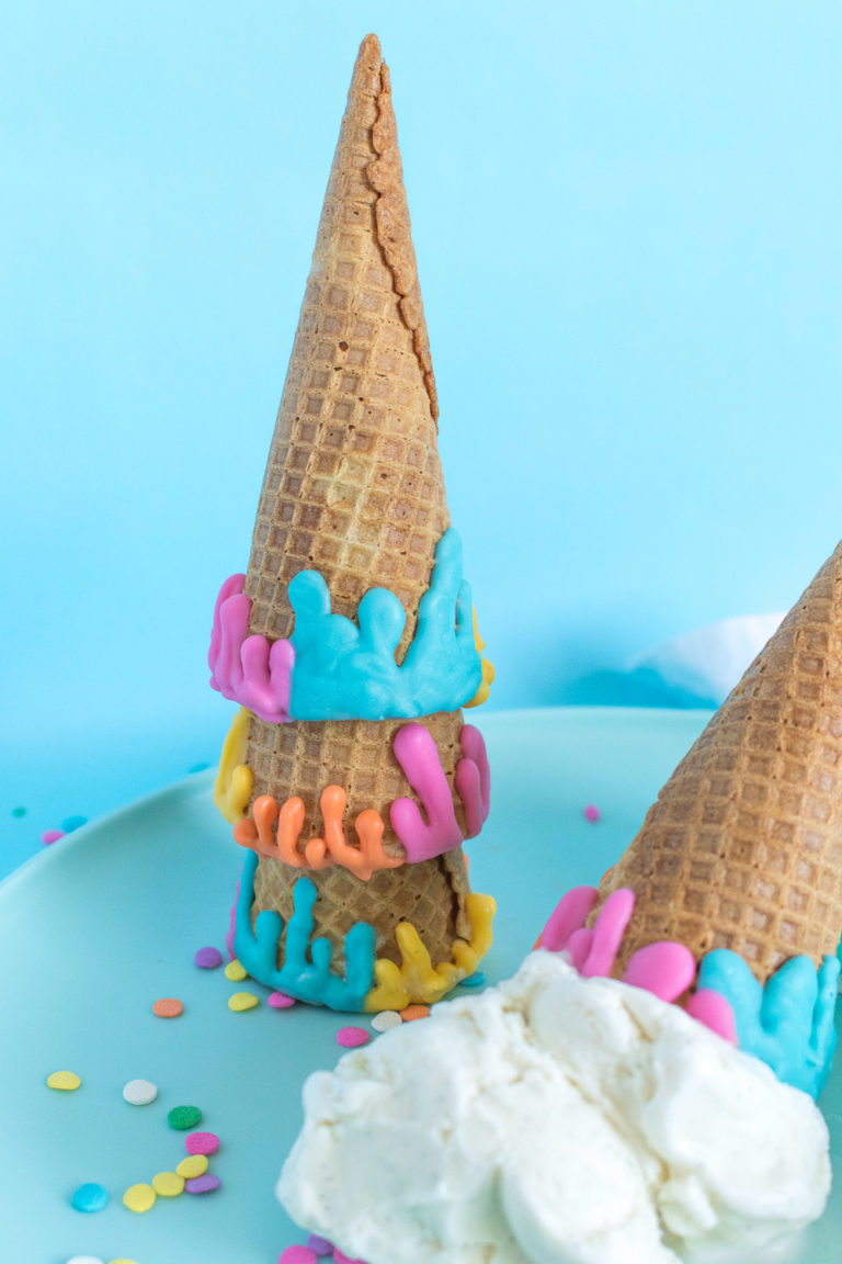 Diy Colorful Dripped Ice Cream Cones Club Crafted