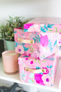 DIY Wrapping Paper Covered Boxes With Leather Handles | Club Crafted