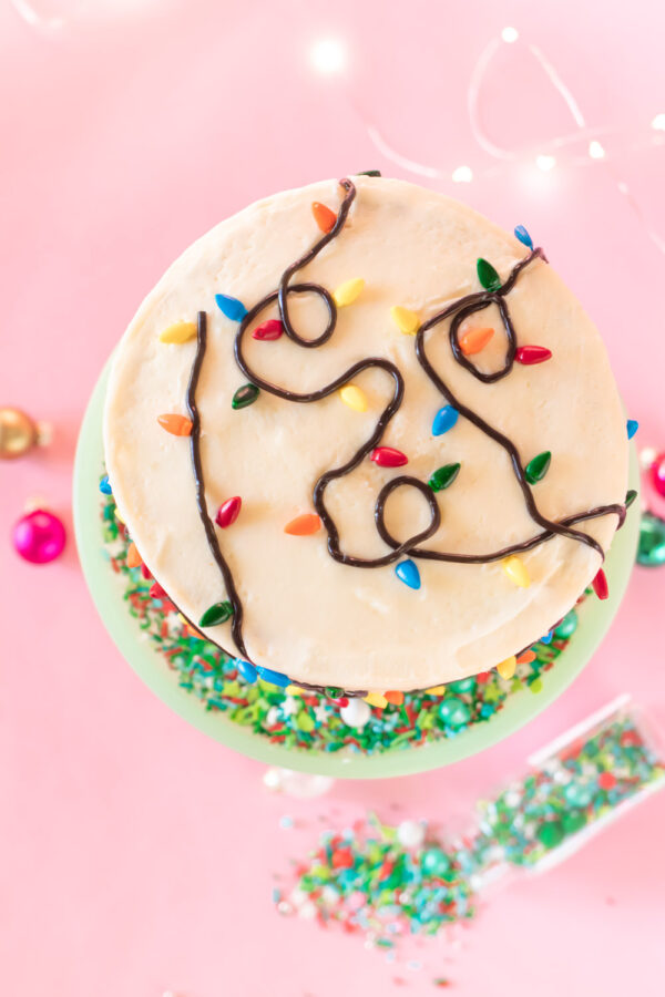 Easy Christmas Light Cake with Licorice and Sprinkles | Club Crafted