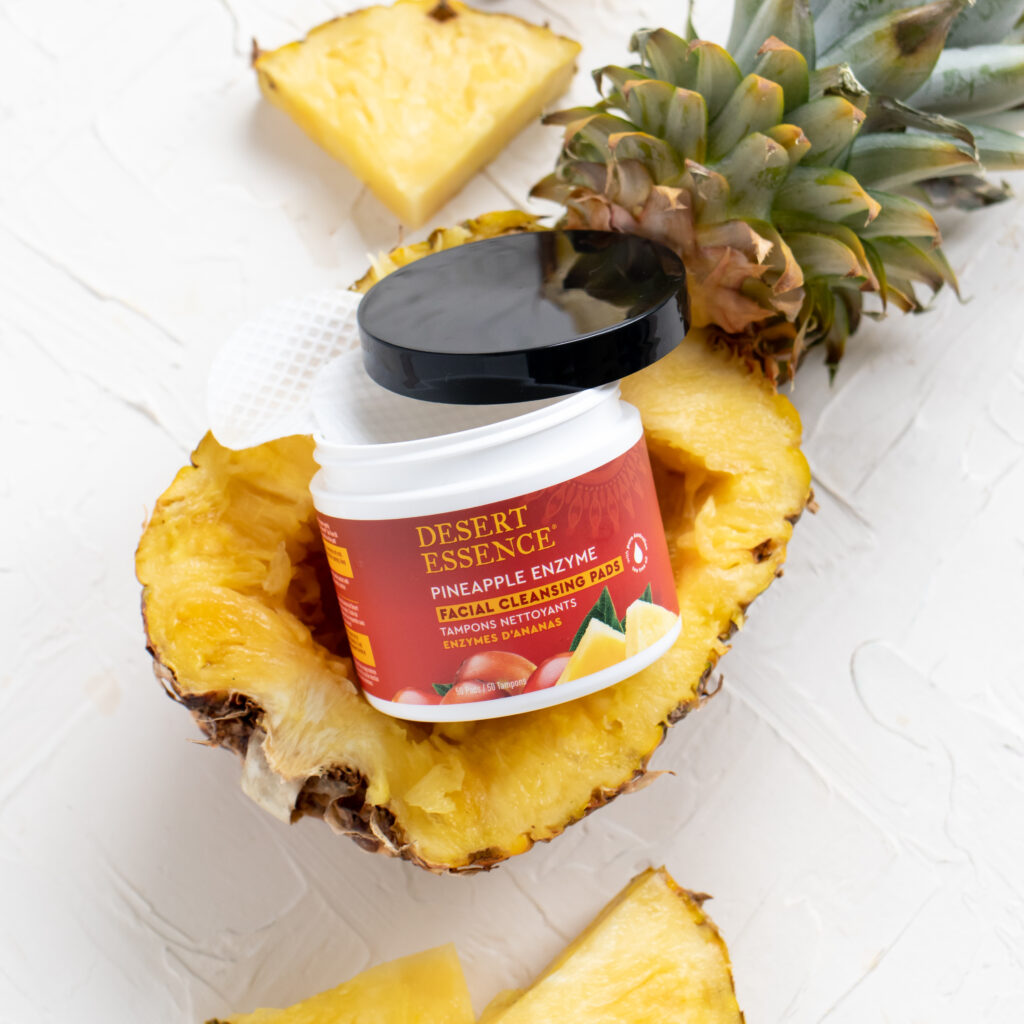 cleansing pads inside hollow pineapple for beauty brand